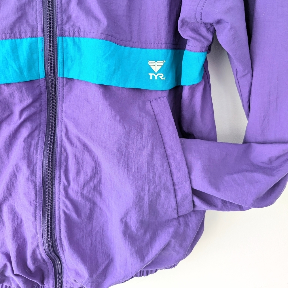 Vintage TYR Retro Sportswear Tracksuit Purple / Turquoise Jacket ~ Size Small - Picture 2 of 10